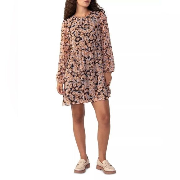 Sanctuary Floral Long Sleeve Babydoll Dress Women's Small Bronze Multi Color M - Picture 1 of 10